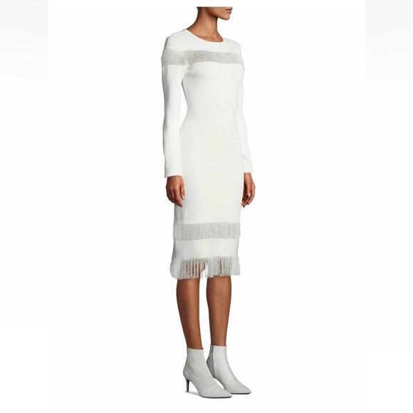 Sachin + Babi Dresses & Skirts - BLACK Sachin & Babi Seraphina Long Sleeve Fringe Knit Black Dress Gown S